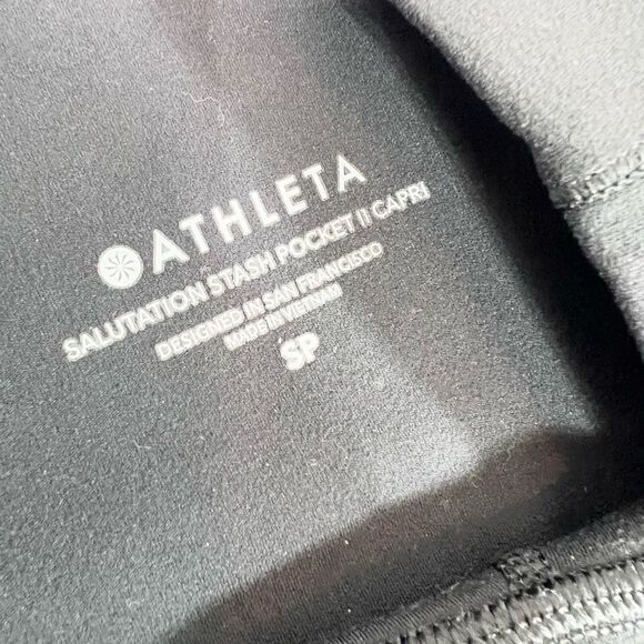 Athleta Capri Pants Women's SP Black Pullover High Rise Wide Waist Ankle Length - Picture 6 of 11